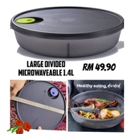 Tupperware Crystslwave Divided Dish Lunch Box Microwave safe 1.4L (3 partition) bekas makanan said besar