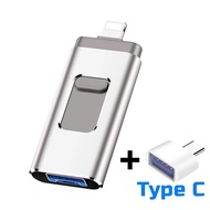 แฟลชไดร์ฟ USB OTG สำหรับ iPhone 16GB 32GB 64GB 128GB 256GB 512GB 4 IN 1 Pendrive สำหรับ Ipad Mac Usb3.0มีอะแดปเตอร์ OTG ไดรฟ์ชนิด C