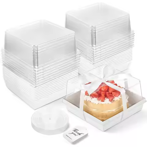 x 7 x 4 Inches Paper Cake Boxes with Clear Lids, 40 Pack Disposable Charcuterie Boxes Square Food Co