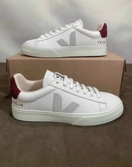 全新特惠VEJA Campo 真皮小白鞋 酒紅色灰V