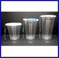 EC12Oz  EC16Oz  EC22Oz PP Cup With Flat Lid 700ml (100pcs) | Cawan Plastik & Penutup Cawan | Drinkin