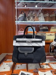 門市現貨～Hermes Birkin 25 Cargo黑銀帆布 K Stamp