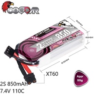 Coddar Battery 7.4V 850mAh 110C 2S Lipo Battery with XT60 Plug