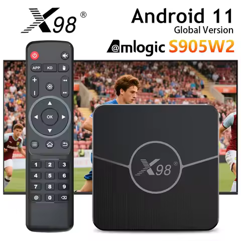 X98 Plus Android 11 TV Box Amlogic S905W2 AV1 4G64G Support H.265 AV1 2.4G&5G Dual Wifi BT5.0 Media 