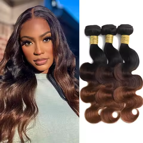 T1B/2/30 Chestnut Brown Ombre Body Wave Human Hair Bundles 12A Brazilian Remy 100% Human Hair Extens