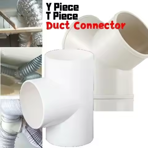 PVC Exhaust Duct Connector T/Y Shape 100/150/200mm Extractor Fan Ventilation Duct Coupler Splitter C