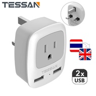 TESSAN Travel Plug Thailand to Hong Kong Travel Adapter With USB Port 2-Pin Flag Plug Travel Adapter