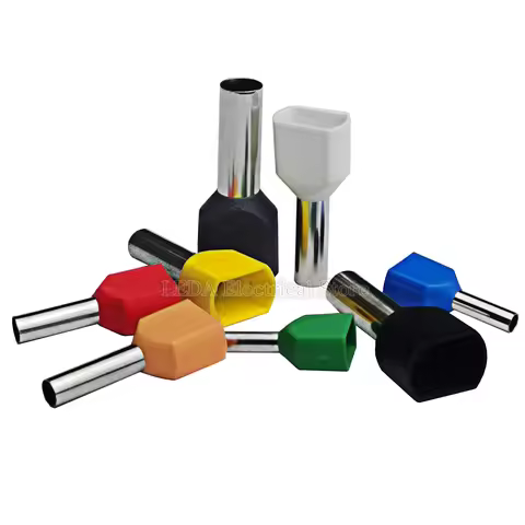 100PCS 0.5~6.0² TE0508 TE1008 TE1508 TE2508 TE6014 Double Pipe Cold Pressed End Double Line Tube Sha
