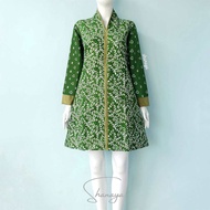 Shanaya Batik Tunik Aldena Garutan Dress Cap Baju Batik Wanita warna hijau ungu navy kuning cantik r
