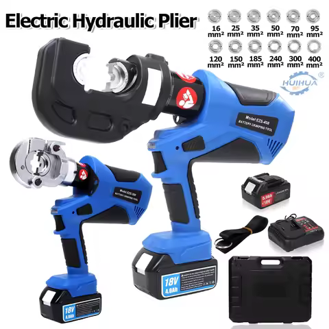 EZ-300 EZ-400 Electric Hydraulic Plier Rechargeable Hydraulic Crimping Plier w Battery Cable Copper