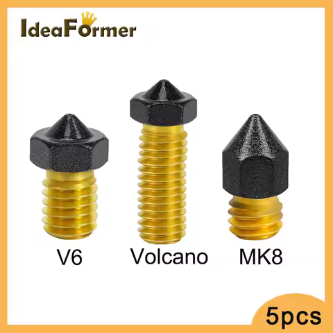 5PCS MK7 MK8/ E3D V6 Volcano Nozzle Brass PTFE Coating 0.2/0.3/0.4/0.5/0.6/0.8/1.0mm Non-stick Nozzl