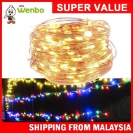 Wenbo Lampu Lip Lap 100 LED 10M Fairy String Lights Twinkle Starry Light for Raya New Year Hiasan Bi