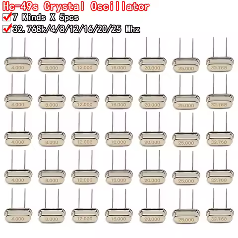 Hc-49s Crystal Oscillator Electronic Kit Resonator Ceramic Quartz Resonator Hc-49 Dip 7 Kinds X 5pcs