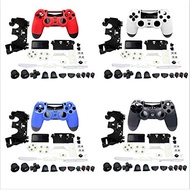 Full Housing Case Cover Shell Joystick Conductive Pad Full Buttons Replacement for PS4 Playstation 4 Controller (JDM-011 JDM-001) (Red)