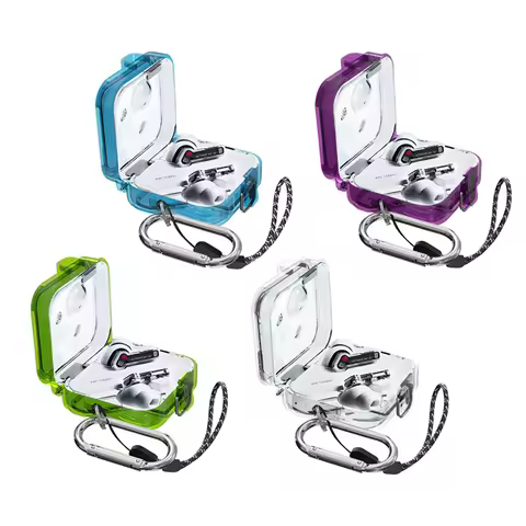 PC Headphone Box Case Clear Candy Color Earphone Headphones Cover With Lanyard Hook Waterproof Fall-