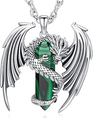 Dragon Necklaces with Healing Crystal Stone for Men Women Spiritual Protection Dragons Jewelry Gifts