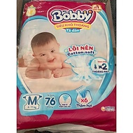 Tã Dán Trẻ Em Bobby Size M 76 Miếng ( M76 Cho Bé 6 Đến 11 Kg) Êm Mềm Khô Thoáng - Bỉm Dán Bobby Size