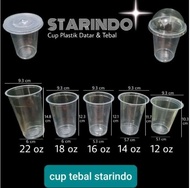 cup gelas plastik starindo  bb idolastar Merak tutup lid datar/ cembung 10 oz 12 oz 14 oz 16 oz 18 oz 22 oz isi 50 pcs (alat sekali pakai)