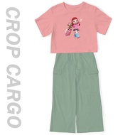 Setelan Crop Oversize Celana Kargo Rainbow Ruby Koper Anak Remaja Perempuan 7-14 Tahun COD