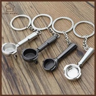 YELGIRL Coffee Keychain, Metal Moka Pitcher Keyring, Retro Mini Size Portafilter Keychain Barista