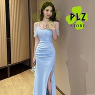 Fashion Sling Sexy Evening Dress Foot Bath KTV Club Technician Work Clothes Split Long Dress Fashion