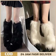 Long Fur Leg Warmer Winter Foot Warmer Boot Socks 40CM High Socks Soft Women's Stocking/
