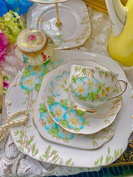 英國製1950年立體手繪古董杯花茶杯咖啡杯 情人節 馬年 新年佈置