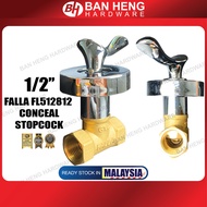 FALLA FL5121 S2 1/2" Concrete Stop Cock Full Turn Copper Brass Wall Flange Shower Stopcock Concealed Stopcock