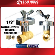 FALLA FL5121 S2 1/2" Concrete Stop Cock Full Turn Copper Brass Wall Flange Shower Stopcock Concealed