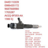 0445110339 AV2Q-9F593-AA Diesel Fuel Injector For CITROEN C3 DS3 Ford Fiesta 1.4 Peugeot 206 207 208