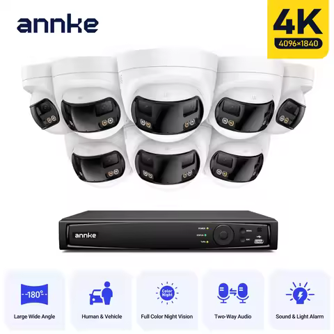 ANNKE security camera system 4k 8mp 180 Panoramic Dual Lens 8CH NVR cctv camera system Night Vision 