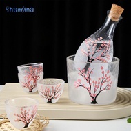 Shamjina Sake Glasses Set, Cold Sake Glasses, Japanese, 1 Sake Bottle, 1 Sake Tank And 4