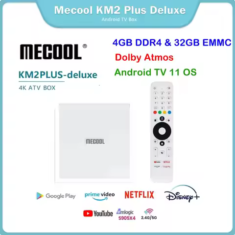 [Genuine] MECOOL KM2 PLUS DELUXE Android 11 Certified TV BOX Google TV Dolby Vision Atmos 4GB DDR4 3