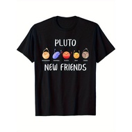 New Friend of Pluto: The Dwarf Planet - Fun Astronomy Science T Shirt - Black casual round-neck shor