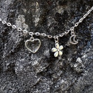 Initial Bracelet With Flower Moon Charm - Initial Bracelet - Custom Resin Bracelet Initial Letter