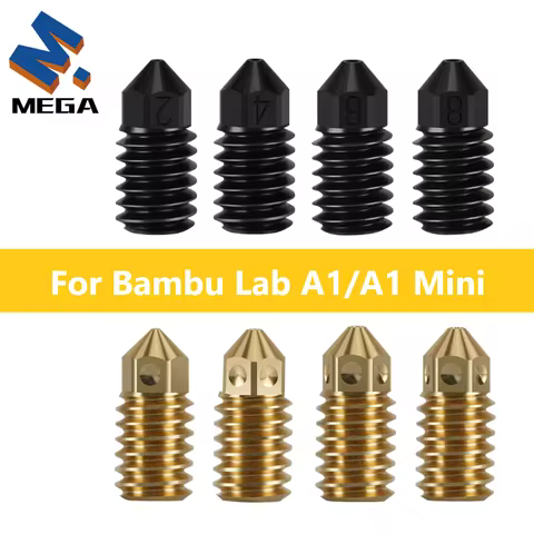 Nozzle For Bambu Lab A1/A1 Mini 0.2 0.4 0.6 0.8mm Hard Steel Brass Replaceable Nozzle For Bambulab A