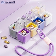 【OMALL】 Fun Cube Portable Pill Box with Lanyard Large Capacity Sealed Moisture-Proof 7 Day Weekly Pi