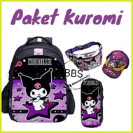 ∴ ➲ ⇩ Bbs Kuromi Trolley Bag for Girls Push Backpack School Bag for Kindergarten Elementary School