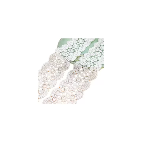 4Yards/lot White Beige Cotton Embroidered Lace Net Ribbons Fabric Trim DIY Sewing Handmade Craft Mat