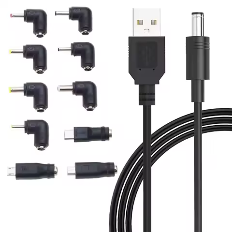 USB To DC5V Power Cable with 10 Adapters F19C