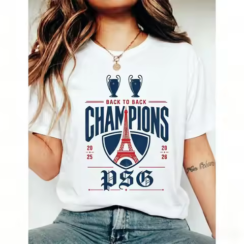 Paris Saint Germain PSG Two peat Fans Homemade 90s Style T-shirt Four season couple streetwear shirt