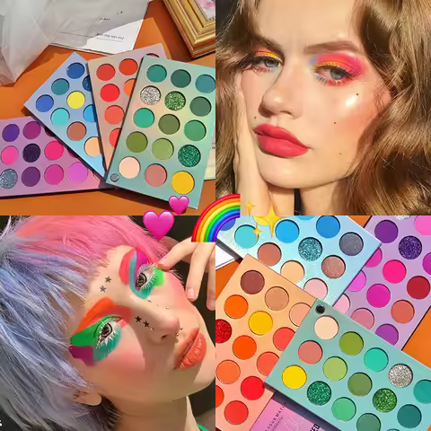 BEAUTY GLAZED COLOR BOARD 60 Colors 4 IN 1 Turning Page Eyeshadow Palette ,Shimmer Matte Glitters Ma