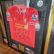 jersey in frame liverpool 2014/15 personally team signed original size xlb