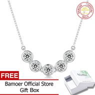 สร้อยคอเพชรโมอิสทรงกลมสุกใส925เงินสเตอร์ลิงของ BAMOER สำหรับผู้หญิง MSN022ของขวัญวันวาเลนไทน์สร้อยคอ