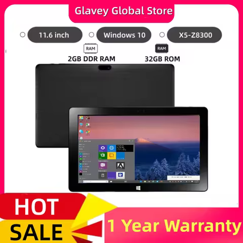 NEW 32-bits 11.6" Windows 10 Tablet X5-Z8300 Quad Core 2GB DDR RAM 32GB ROM 1920 x 1080 IPS Dual Cam