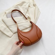 CSONLINEMALL Shoulder Bag Womens PU Leather Crossbody Beg Simple Small Hobos Handbag Casual Plain Wo
