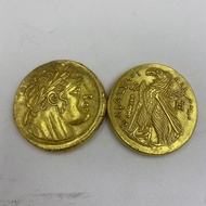 Ancient Coin Gold Coin Pure Copper Gilt Ancient Roman Standing Eagle Gold Coin Pure Handmade Double-
