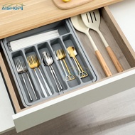 [SG Seller]Adjustable Cutlery Drawers Storage Box Drawer Organizer Box Cutlery Drawer Organizer