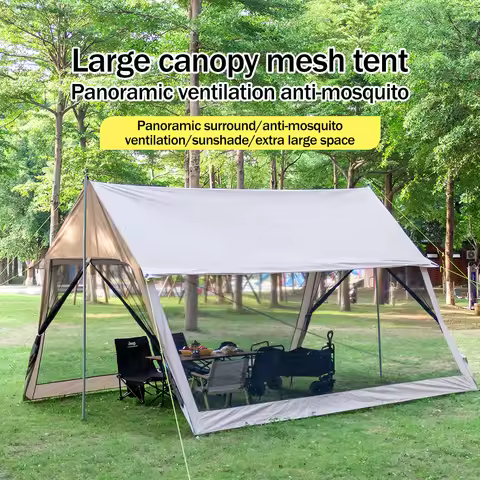 210D Outdoor 6-10p family camping anti-mosquito large canopy Portable folding tent sun protection wa