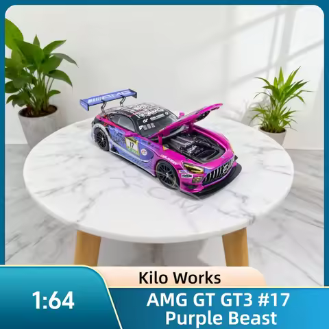 Diecast Car Model Kilo Works AMG GT GT3 #17 Purple 1:64